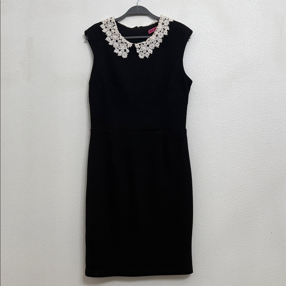 Betsey Johnson Black Dress with White Lace Collar